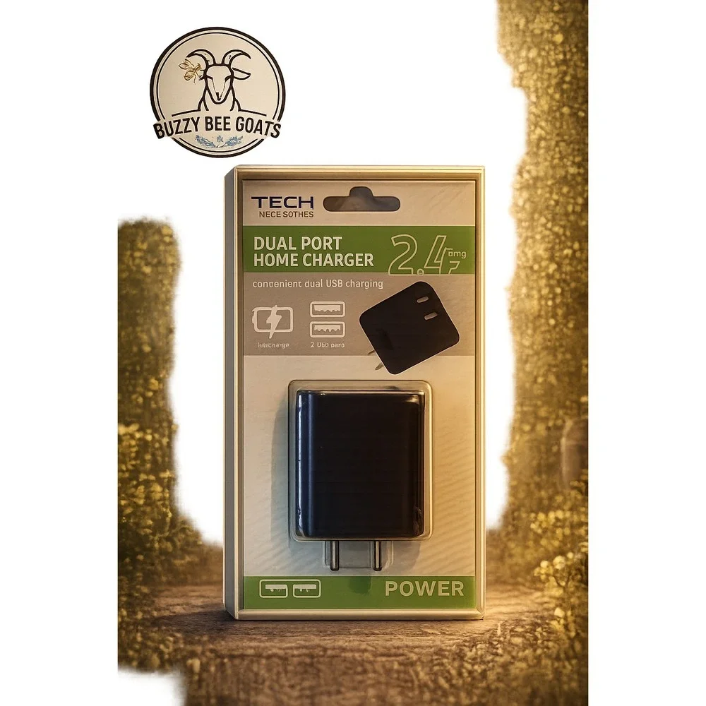 Tech Essentials Dual Port USB Wall Charger 2.4A Fast Charging Adapter Black